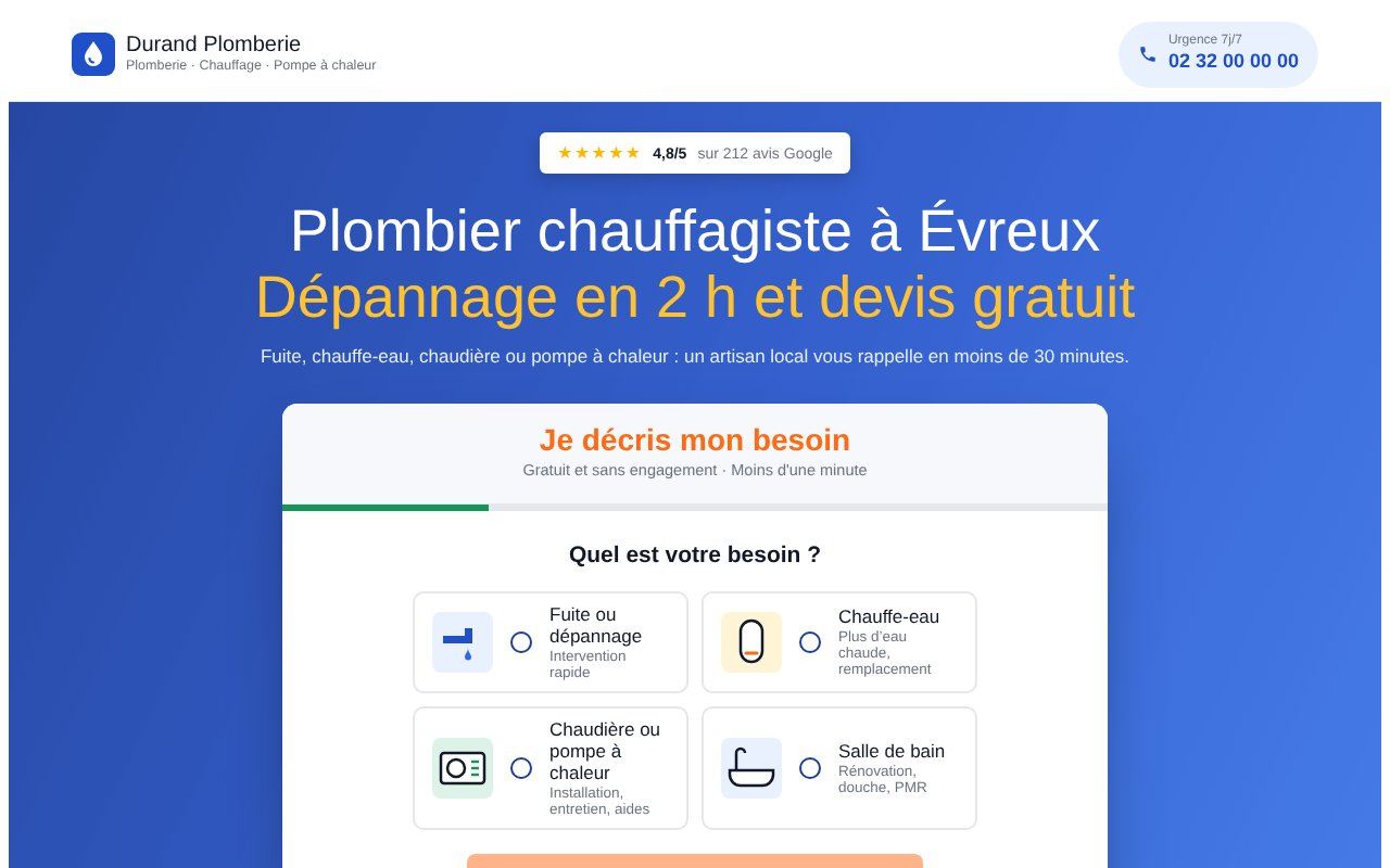 Aperçu du site Durand Plomberie